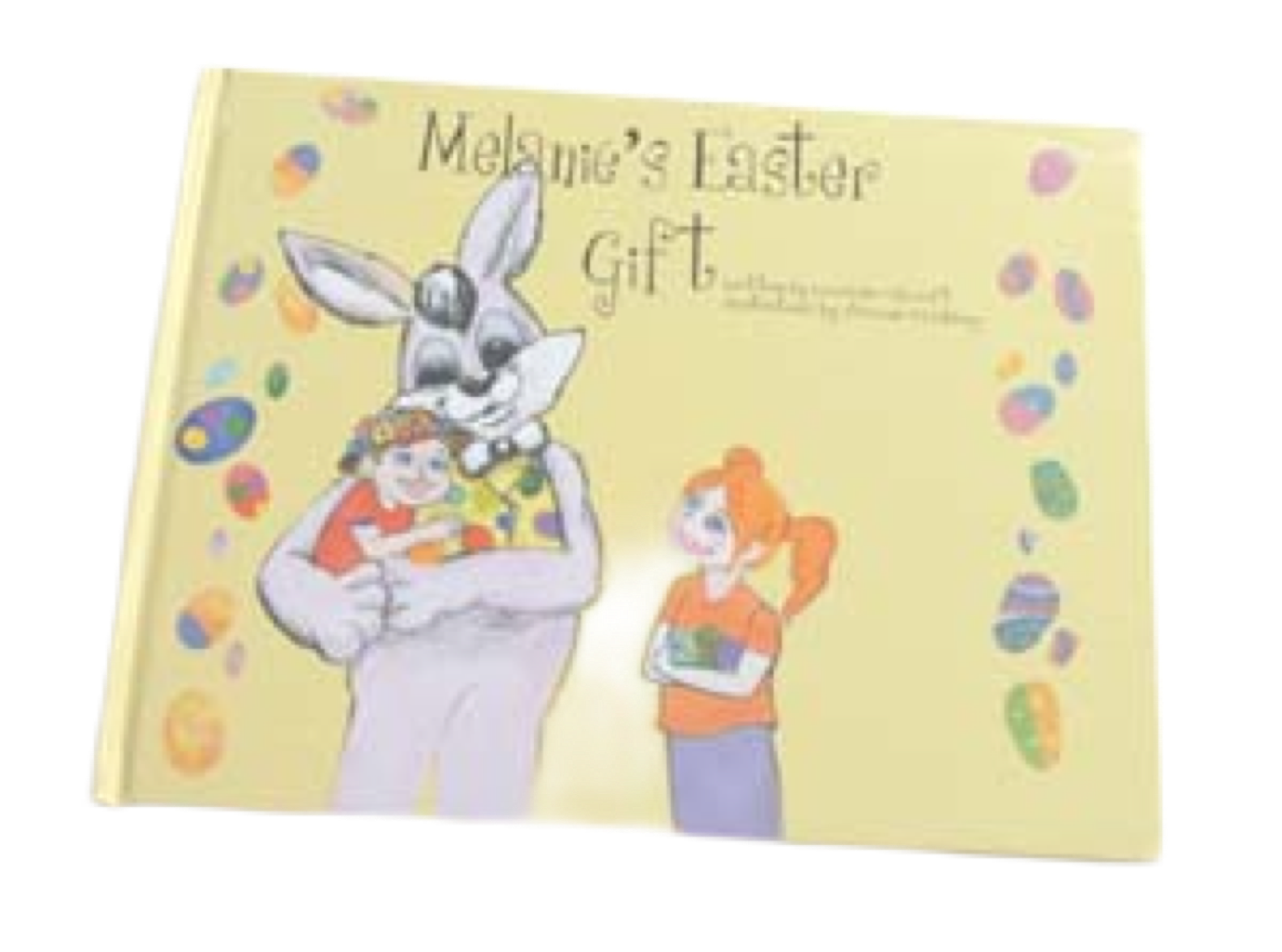 A 3D image of the children's book, Melanie'e Easter Gift by Lorraine Cobcroft